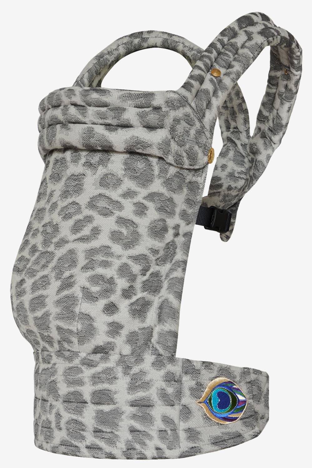 Light grey baby carrier with an leopard print in a cotton blend