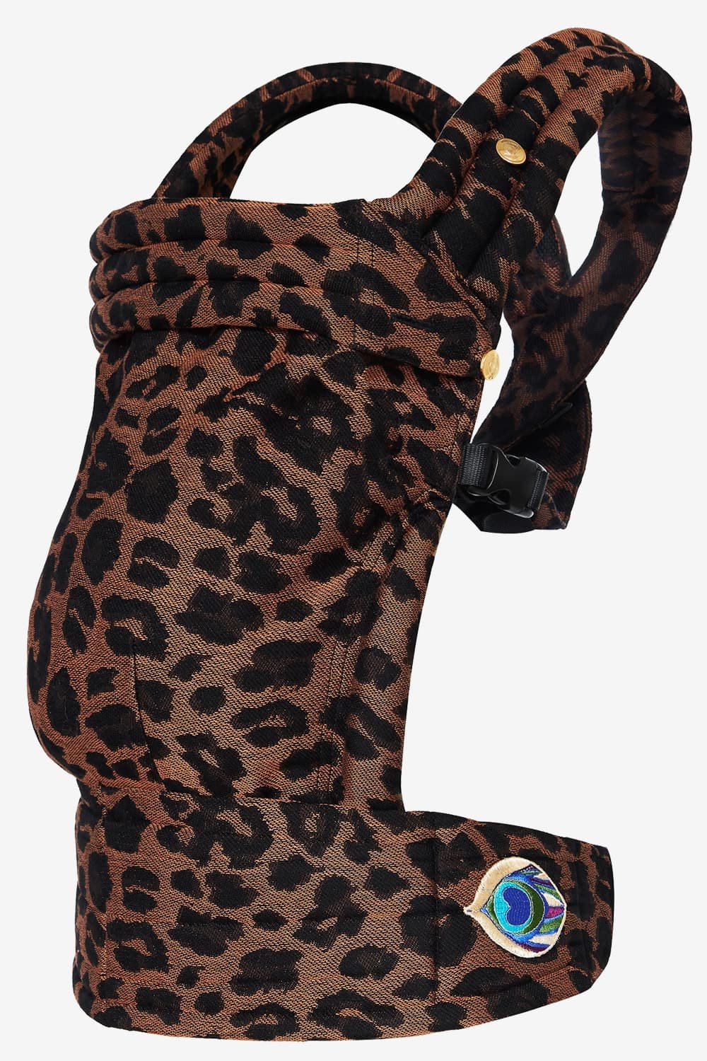 Brown baby carrier with an leopard print in a cotton blend