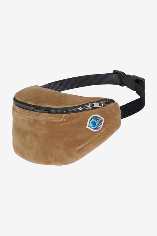 Brown velvet belt bag