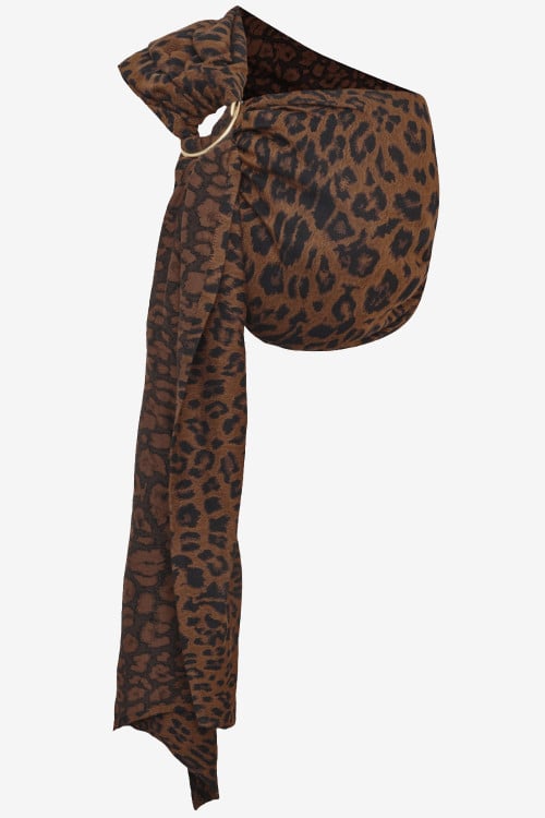 Ring sling with a leopard print in a cotton and cashmere blend
