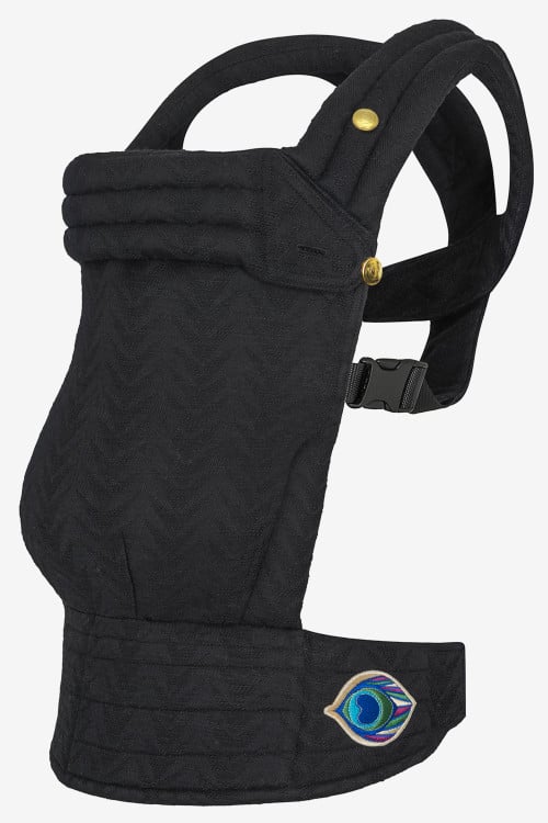 Black baby carrier with graphic design in cotton