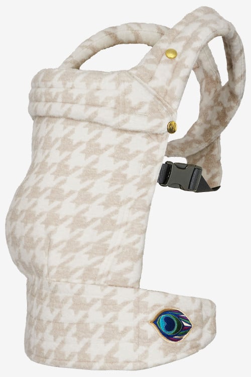 Ecru and beige tweed baby carrier in a cashmere and silk blend