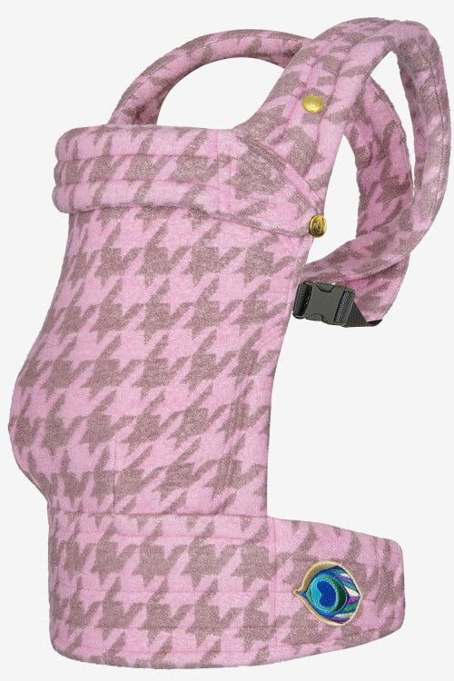 Pink tweed baby carrier in a cashmere and silk blend
