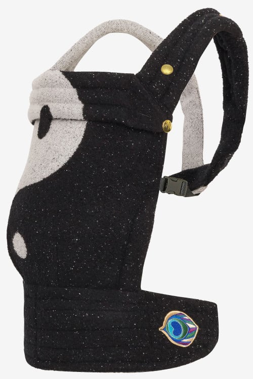 Black and white yin yang baby carrier in organic cashmere and silk blend